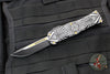 Microtech Hera OTF Knife- Single Edge- With Special Source Artwork Two-Tone Black Blade with Gold Accents and HW 703-1 TSOS