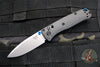 Benchmade Mini Bugout- Carbon Fiber Handle- Stonewash Plain Edge- Blue Thumbstud and Backspacer 533-3