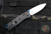 Benchmade Mini Bugout- Carbon Fiber Handle- Stonewash Plain Edge- Blue Thumbstud and Backspacer 533-3