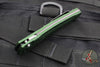 Benchmade Osbourne AUTO OTS Reverse Tanto Green w Purple Backspacer Black Blade Axis lock folder 9400BK