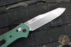 Benchmade Osbourne Satin Reverse Tanto Green w Purple Backspacer Axis lock folder 940