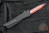 EOS Harpoon OTF Auto- Double Edge- Black Handle With Two Tone Red Blade Finish- Black Backspacer and Clip