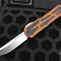*USED* Heretic Colossus OTF Auto- Single Edge- Root Beer Handle- Stonewash Plain Edge H039-2A-RB