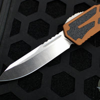 *USED* Heretic Colossus OTF Auto- Single Edge- Root Beer Handle- Stonewash Plain Edge H039-2A-RB