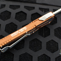 *USED* Heretic Colossus OTF Auto- Single Edge- Root Beer Handle- Stonewash Plain Edge H039-2A-RB
