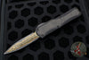 Heretic Custom Colossus OTF Auto- Double Edge- Black with Fat Carbon Black Dunes Inlay- Baker Forge Damascus Blade