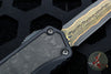 Heretic Custom Colossus OTF Auto- Double Edge- Black with Fat Carbon Black Dunes Inlay- Baker Forge Damascus Blade