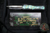 Heretic Custom Colossus OTF Auto- Tanto Edge- Black Handle with Abalone Inlay- Cracked Ice Finished Blade