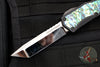 Heretic Custom Colossus OTF Auto- Tanto Edge- Black Handle with Abalone Inlay- Cracked Ice Finished Blade