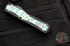 Heretic Custom Colossus OTF Auto- Tanto Edge- Black Handle with Abalone Inlay- Cracked Ice Finished Blade