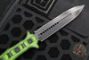 Heretic Nephilim Double Edge Fixed Blade Knife - Double Edge- Battleworn Black Full Serrated Blade with Green/Black G-10 Scales H003-8C-GRN/BLK