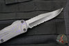 Heretic Manticore-E OTF Auto- Bowie Edge- Purple Camo Carbon Fiber Bottom - DLC Part Serrated Edge H026B-6B-PUCF