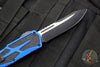 Heretic Colossus OTF Auto- Single Edge- Blue Handle- Two-Tone Black Plain Edge H039-10A-BLU