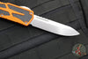 Heretic Colossus OTF Auto- Single Edge- Orange Handle- Stonewash Plain Edge H039-2A-ORG