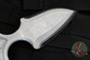 Heretic Sleight Double Edge Fixed Blade - Blizzardworn White Aluminum With Battleworn Black Plain Edge H050-8A-BLIZZARD