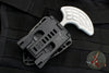 Heretic Sleight Double Edge Fixed Blade - Blizzardworn White Aluminum With Battleworn Black Plain Edge H050-8A-BLIZZARD
