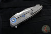 Heretic Wraith Manual Flipper- V3 Prototype- Single Edge- Battleworn Titanium and Carbon Fiber Handle- Battleworn Blade- Blue Titanium Pivot Collar And Lock Limiter