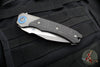 Heretic Wraith Manual Flipper- V3 Prototype- Single Edge- Battleworn Titanium and Carbon Fiber Handle- Battleworn Blade- Blue Titanium Pivot Collar And Lock Limiter
