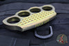 Marfione Custom F-off Hand Tank Paperweight- Titanium- Antique Gold Finish- F-Off Logo 430-MCK TI ANTGOFO