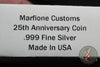 Marfione Silver 25th Anniversary Coin
