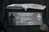 Marfione Custom Warhound Folder- Stonewash Titanium Handle- Deep Engraved Logo- Two-Tone Stonewash Blade- Blue Hardware 391-MCK TTSWBL