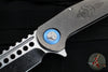 Marfione Custom Warhound Folder- Stonewash Titanium Handle- Deep Engraved Logo- Two-Tone Stonewash Blade- Blue Hardware 391-MCK TTSWBL