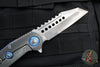 Marfione Custom Warhound Folder- Stonewash Titanium Handle- Deep Engraved Logo- Two-Tone Stonewash Blade- Blue Hardware 391-MCK TTSWBL