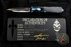 Marfione Custom Dirac Black Double Edge OTF Knife Cracked Ice Mirror Polish Blade Ringed Blue HW 504-MCK CRHPBL