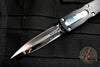 Marfione Custom Dirac Black Double Edge OTF Knife Cracked Ice Mirror Polish Blade Ringed Blue HW 504-MCK CRHPBL