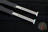 Marfione Custom Mini Halo III Set of Two Knives -Tanto Mirror Polish and Vegas Forge Damascus Abalone Inlaid SN 20