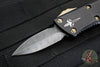 Marfione Custom Mini Troodon- Double Edge Spike Grind- Black Handle with Sharktooth Vegas Forge Damascus Blade Bronze HW SN17