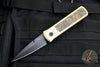 Protech- Godson Out The Side Auto (OTS)- Custom Stonewash Bronze Aluminum Handle- Fat Carbon "Dark Matter Gold" Inlay- Black DLC Blade- Black Pearl Inlaid Button 2023Godson.002
