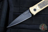 Protech- Godson Out The Side Auto (OTS)- Custom Stonewash Bronze Aluminum Handle- Fat Carbon "Dark Matter Gold" Inlay- Black DLC Blade- Black Pearl Inlaid Button 2023Godson.002
