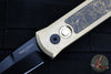 Protech- Godson Out The Side Auto (OTS)- Custom Stonewash Bronze Aluminum Handle- Fat Carbon "Dark Matter Gold" Inlay- Black DLC Blade- Black Pearl Inlaid Button 2023Godson.002