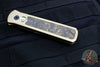 Protech- Godson Out The Side Auto (OTS)- Custom Stonewash Bronze Aluminum Handle- Fat Carbon "Dark Matter Gold" Inlay- Black DLC Blade- Black Pearl Inlaid Button 2023Godson.002