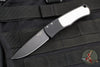 Protech Magic "Whiskers" Tuxedo Black W/ White Micarta Inlay Out The Side (OTS) Auto Hidden Bolster Release Knife Black Blade BR-1.52