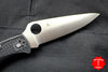 Spyderco Endura Lockback Knife- Black Handle- Satin Flat Ground Blade C10FPBK