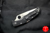 Spyderco Endura Lockback Knife- Black Handle- Satin Flat Ground Blade C10FPBK