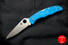 Spyderco Endura Lockback Knife- Blue Handle- Satin Flat Ground Blade C10FPBL