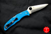 Spyderco Endura Lockback Knife- Blue Handle- Satin Flat Ground Blade C10FPBL