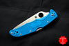 Spyderco Endura Lockback Knife- Blue Handle- Satin Flat Ground Blade C10FPBL