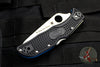Spyderco Endura "Thin Blue Line" series Black Handle Blue Liner Part Serrated Satin Flat Ground Lockback Knife C10FPSBKBL