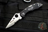 Spyderco Delica Thin Red Line Black Handle VG-10 Part Serrated Satin Flat Ground Lockback Knife C11FPSBKRD
