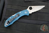 Spyderco Delica- Blue Handle- K390 Satin Full Serrated Flat Ground Lockback Knife C11FSK390