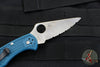 Spyderco Delica- Blue Handle- K390 Satin Full Serrated Flat Ground Lockback Knife C11FSK390