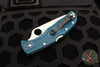 Spyderco Endela Folder- Blue Handle- Satin Flat Ground Serrated K390 Steel C243FSK390