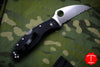 Spyderco RockJumper Black Handle Satin Flat Ground Wharncliffe Lockback Knife Serrated C254SBK