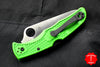 Spyderco Pacific Salt 2 Green Handle Satin LC200N Flat Ground Lockback Knife C91FPGR2