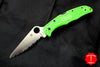 Spyderco Pacific Salt 2 Green Handle Satin LC200N Flat Ground Lockback Knife C91FSGR2