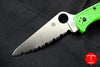 Spyderco Pacific Salt 2 Green Handle Satin LC200N Flat Ground Lockback Knife C91FSGR2
